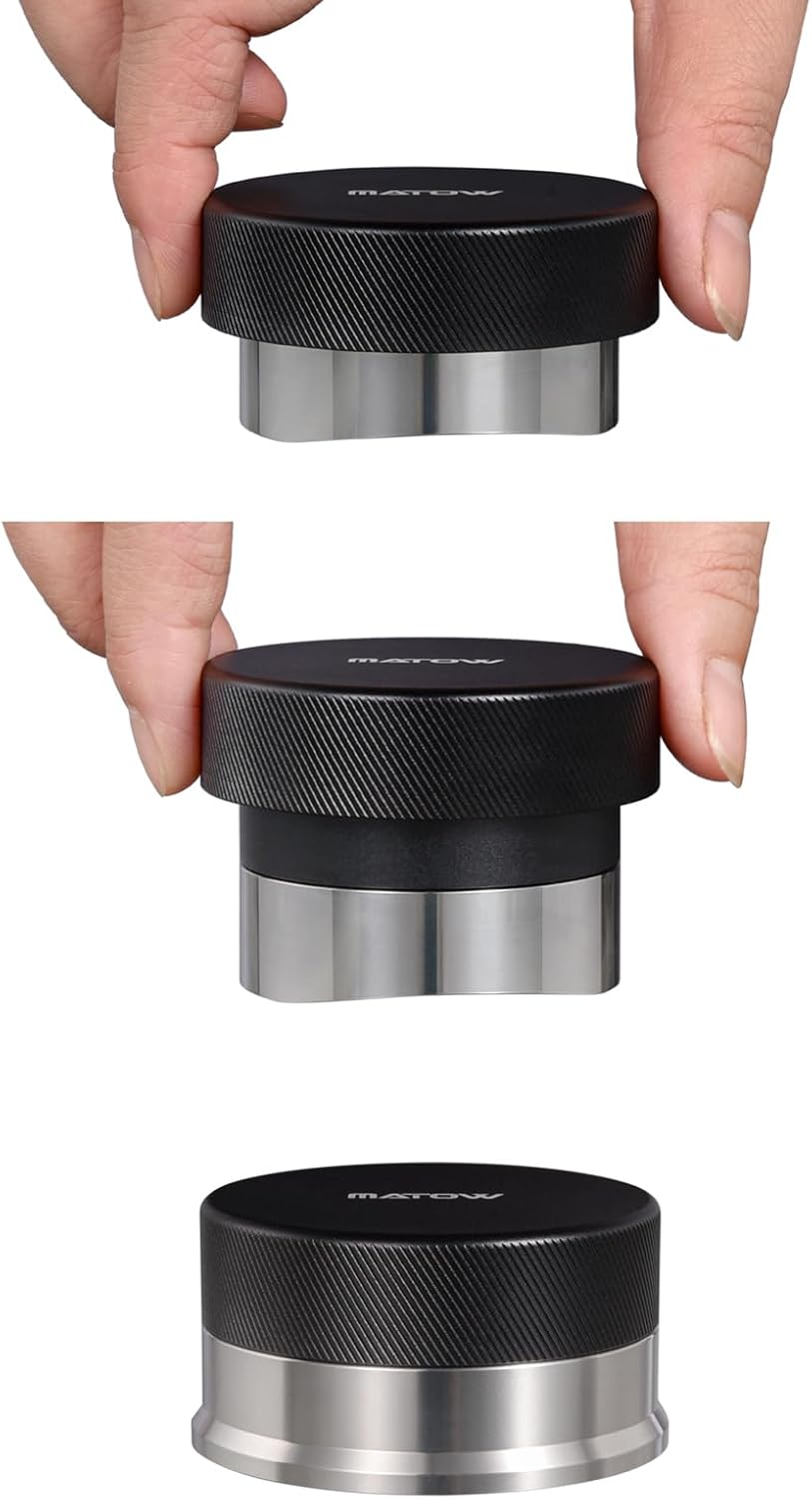 MATOW 2 in 1 Design Gravity Distributor and Magnetic Dosing Funnel Combo, 53.3mm Adaptive Espresso Distributor and 54mm Stainless Steel Dosing Ring Set Compatible with Breville 54mm Portafilter