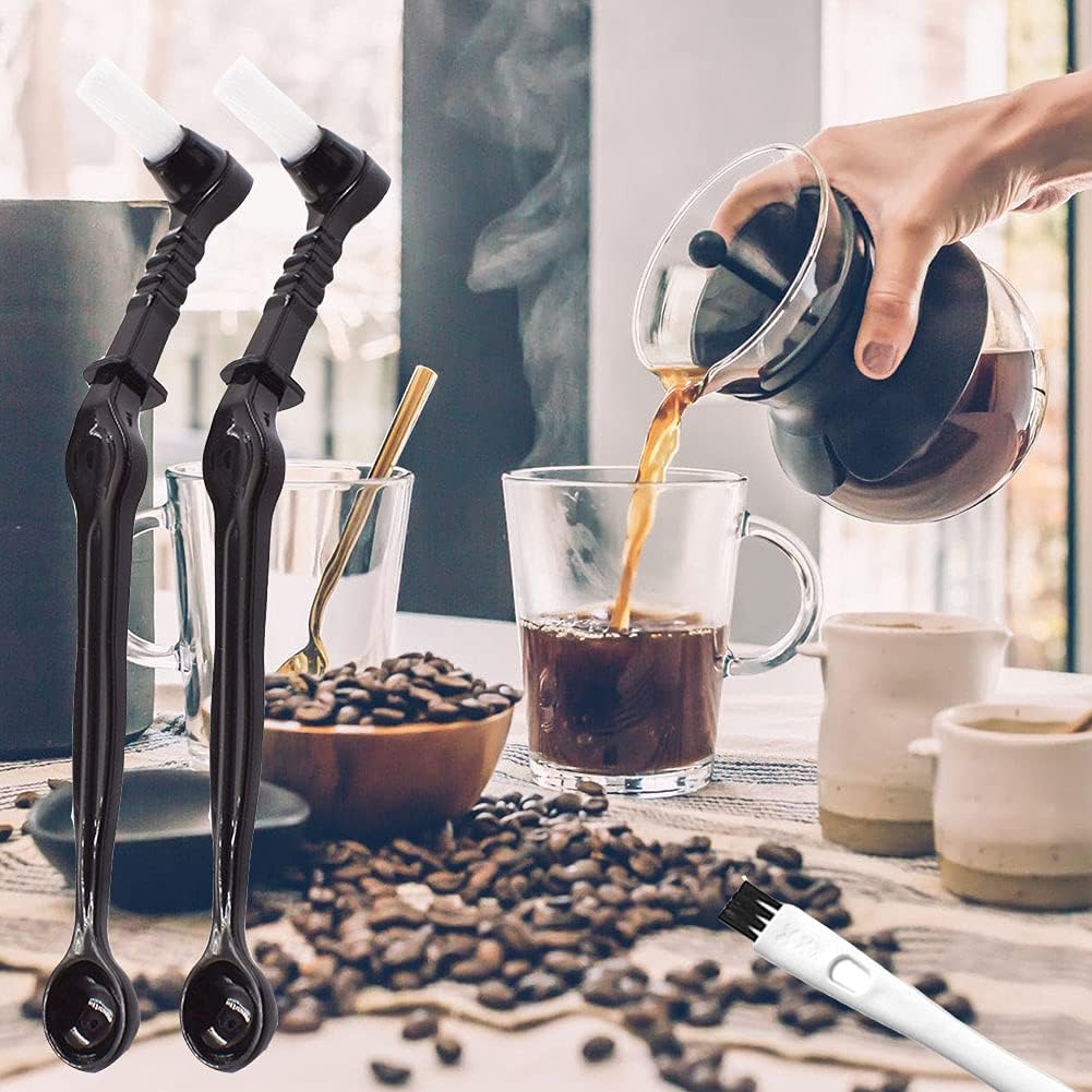 DXary 8 Pieces Coffee Brush Set Professional Espresso Brush Kit Include Wooden Coffee Grinder Machine Cleaning Brush and Nylon Espresso Brush for Coffee Machine Group Head (8)