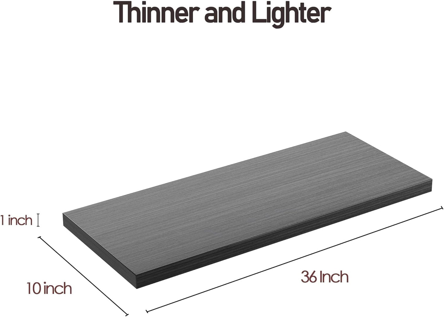 Wall Shelf Set of 3,Dark Wood Floating Shelves 36 in W x 10 in D x 1 in H, Wooden Floating Wall Shelf with Invisible Brackets for Living Room/Bedroom/Bathroom/Kitchen Storage and Decor