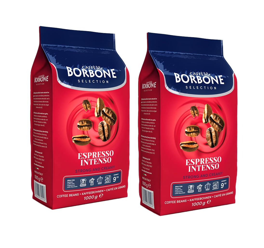 Caffe Borbone, Whole Bean Coffee Blend, Espresso Intenso, Medium Roast, Roasted and Freshly Packaged in Italy, 2.2 Pound Bag (Pack of 2)