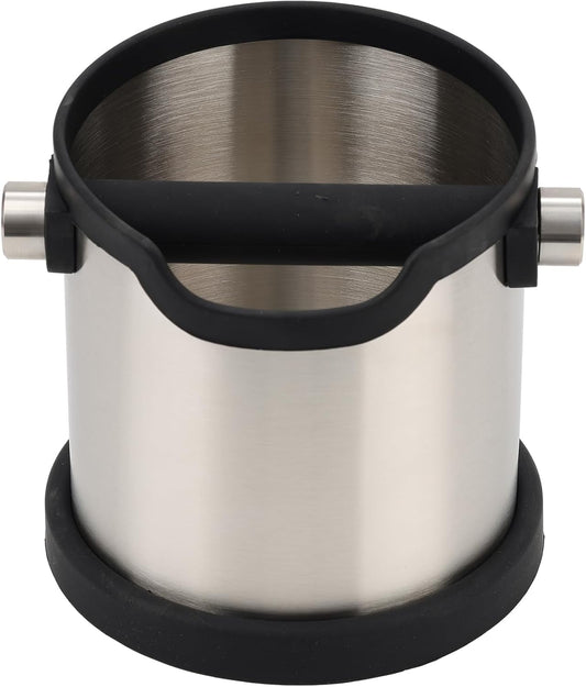 Coffee Tapping Box, Stainless Steel Espresso Floor Container, Waste Coffee Bucket, Barista, And Anti Slip Base Coffee Tools (Silver)