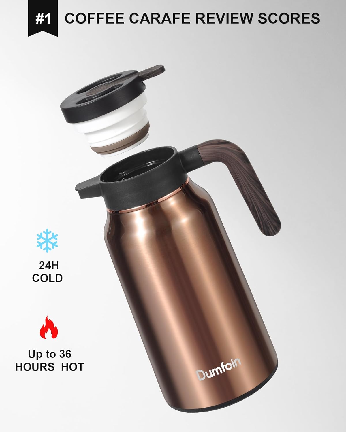 Carafes for Hot Liquids 70 oz - 12 Hour Hot Stainless Steel Thermal Coffee Carafe-Insulated Coffee Carafes For Keeping Hot/Cold Coffee, Tea, Water, Drink Dispenser for Parties(Gold)