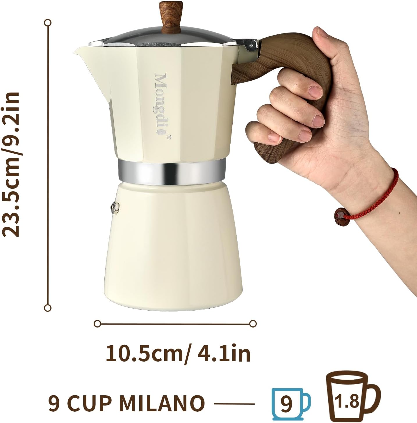 Stovetop Espresso Maker Moka Pot, Cuban Coffee Maker Stove top coffee maker Moka Italian Espresso Greca Coffee Maker Brewer Percolator, 9 Espresso Cups, 15 oz - White