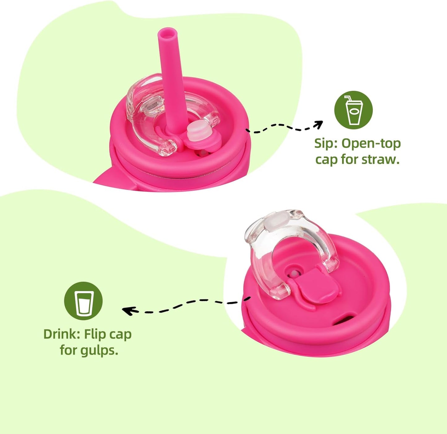 18 oz Tumbler with Side Handle, Insulated Water Bottle with Straw and 2 in 1 Lid, Stainless Steel Cup Travel Coffee Mug for Sports Office Gym,Fuchsia