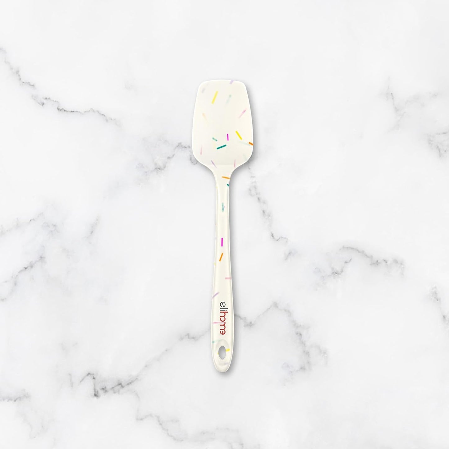 Elihome Mini Silicone Spoonula - Non-Stick Heat Resistant Silicone Scraper Spatula for Mixing, Serving, Scraping, Stirring, and More, 8.75 Inch, Sprinkles