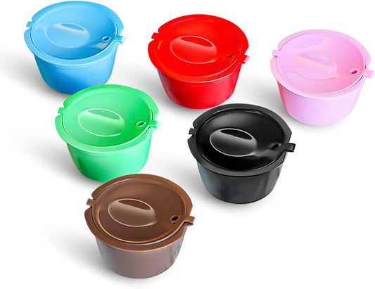 BRBHOM Colorful Dol*e Gu*to Refillable Capsules Pods,6 Refillable Coffee Capsule Reusable Coffee Filter Compatiable with Dol*e G*sto(6 Pcs colorful）