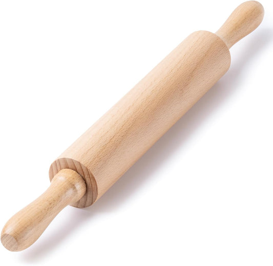 AISOSO Rolling Pins for Baking, 15.75 Inches Wooden Rolling Pin with Handles, Classic Nonstick Dough Roller for Fondant Pizza Pie Crust Cookie Pastry, Kitchen Baking Essentials, Light Yellow