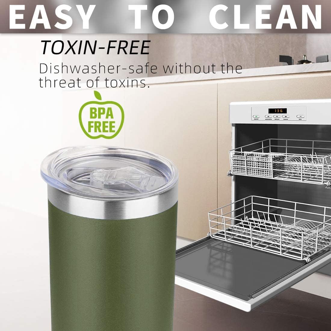 HASLE OUTFITTERS 20 oz Skinny Tumblers Bulk Set, Stainless Steel Insulated Slim Tumblers with Lids, Reusable Double Wall Travel Coffee Mugs, Durable Powder Coated Travel Water Cups(Army Green, 12)