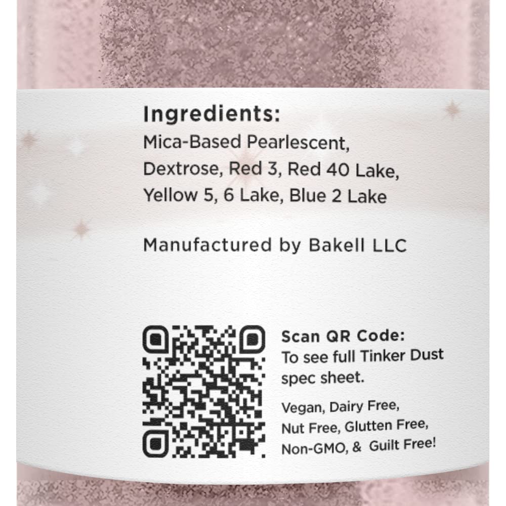 BAKELL Rose Gold Edible Glitter, 50 Grams | TINKER DUST Edible Glitter | KOSHER Certified | 100% Edible Glitter | Cakes, Cupcakes, Cake Pops, Drinks, Dessert Vegan Glitter & Dusts (50g, Rose Gold)