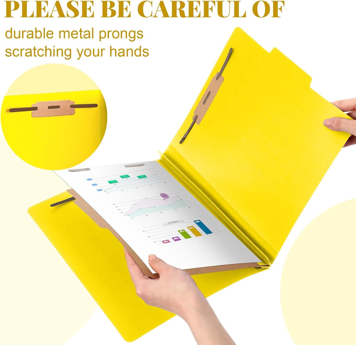 36 Pcs Classification Folders Letter Size, Back to School Supply for Teacher, Student, 1 Divider Pressboard File Folder Bulk with 2 Fasteners, 3.5 Inch Expanding File Organizer (Yellow)