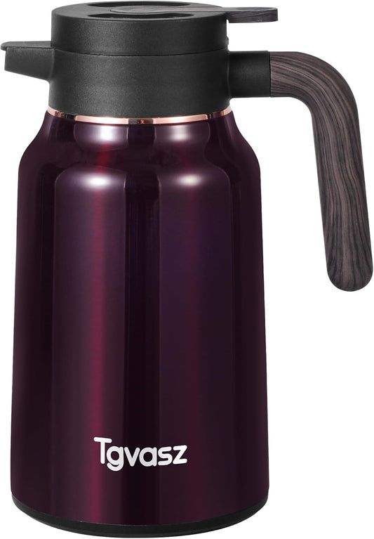 51 Oz Carafes for Hot Liquid, Stainless Steel Insulated Vacuum Thermal Coffee Carafes For Keeping Hot, 1.5 Liter Coffee Dispenser(Angola Red)