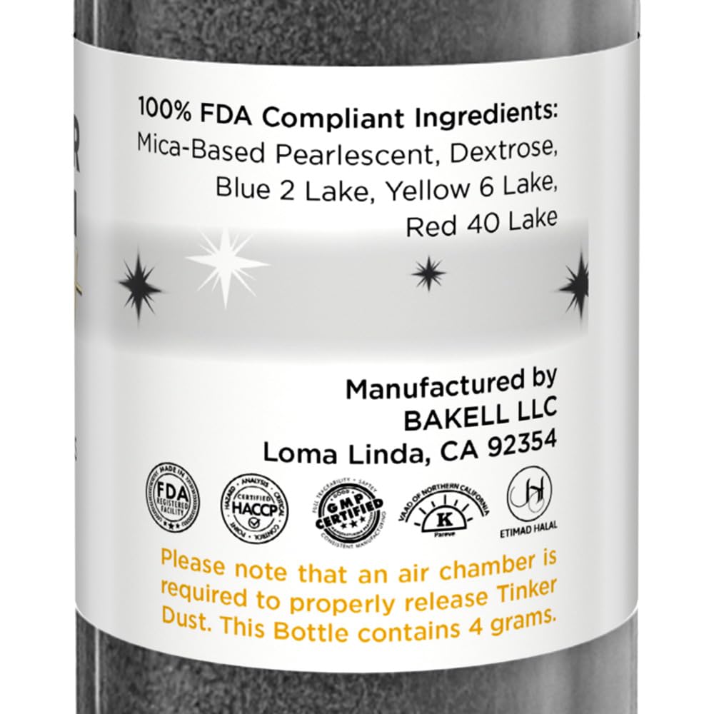 Bakell - Black Tinker Dust (4g, 1x Mini Spray Pump) Edible Glitter for Food, Desserts, and Beverages!