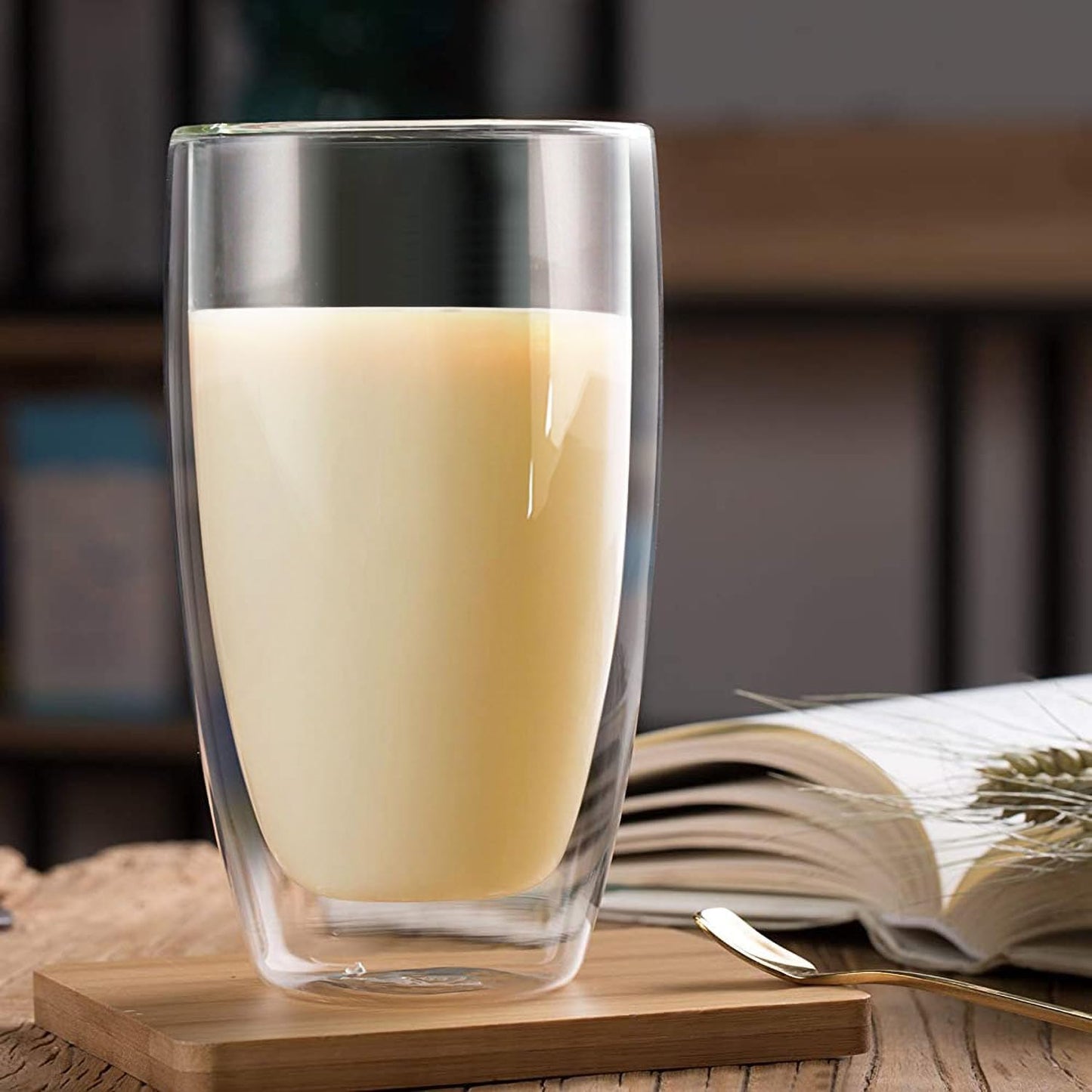 15oz Double Wall Glass Coffee Mugs, Insulated Latte Cups Set of 2, for Coffee, Espresso, Tea, Milk, Clear Cappuccino Cups Set Glassware Gift for Christmas Birthday