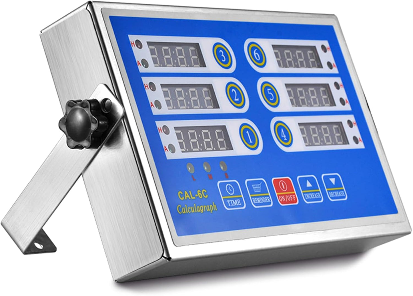 Commercial 6 Channel Kitchen Timer Cooking Countdown with Clear Display Loud Ring Alarm Reminder for Restaurant Multiple Events