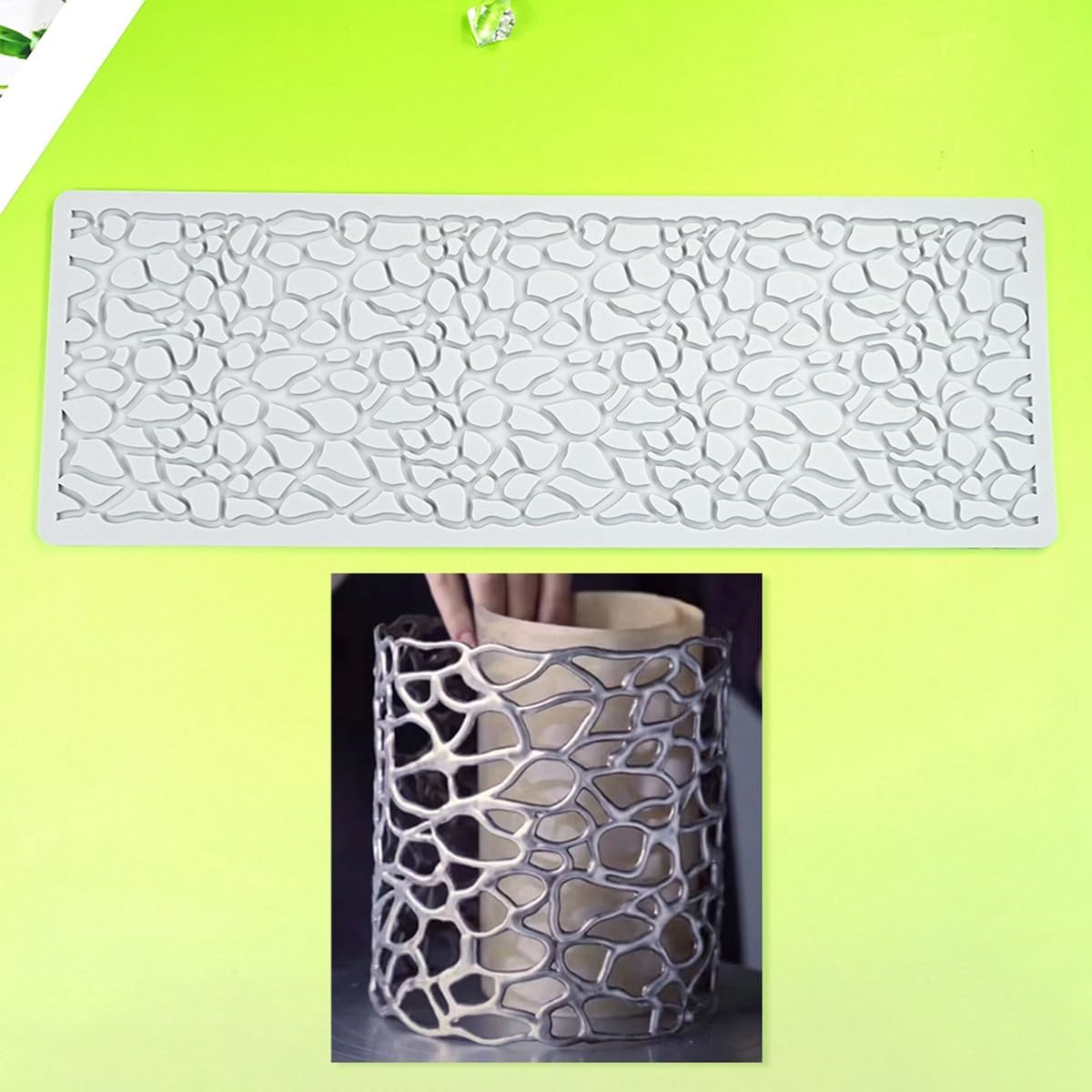 TUKE Hollow Out Irregular Pattern Lace Cake Border Cake Decorating Tool Fondant Mould Mat DIY Silicone Sugar Craft Cake Lace Mold (I_ Irregular)