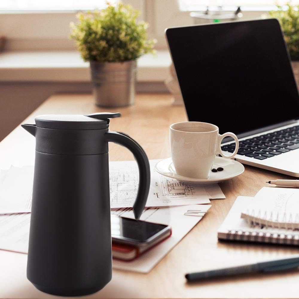 28oz Coffee Carafe Airpot Insulated Coffee Urn Stainless Steel Vacuum Thermal Pot Flask for Coffee, Hot Water, Tea, Hot Beverage - Keep 9 Hours Hot, 18 Hours Cold (2 Pack Black)
