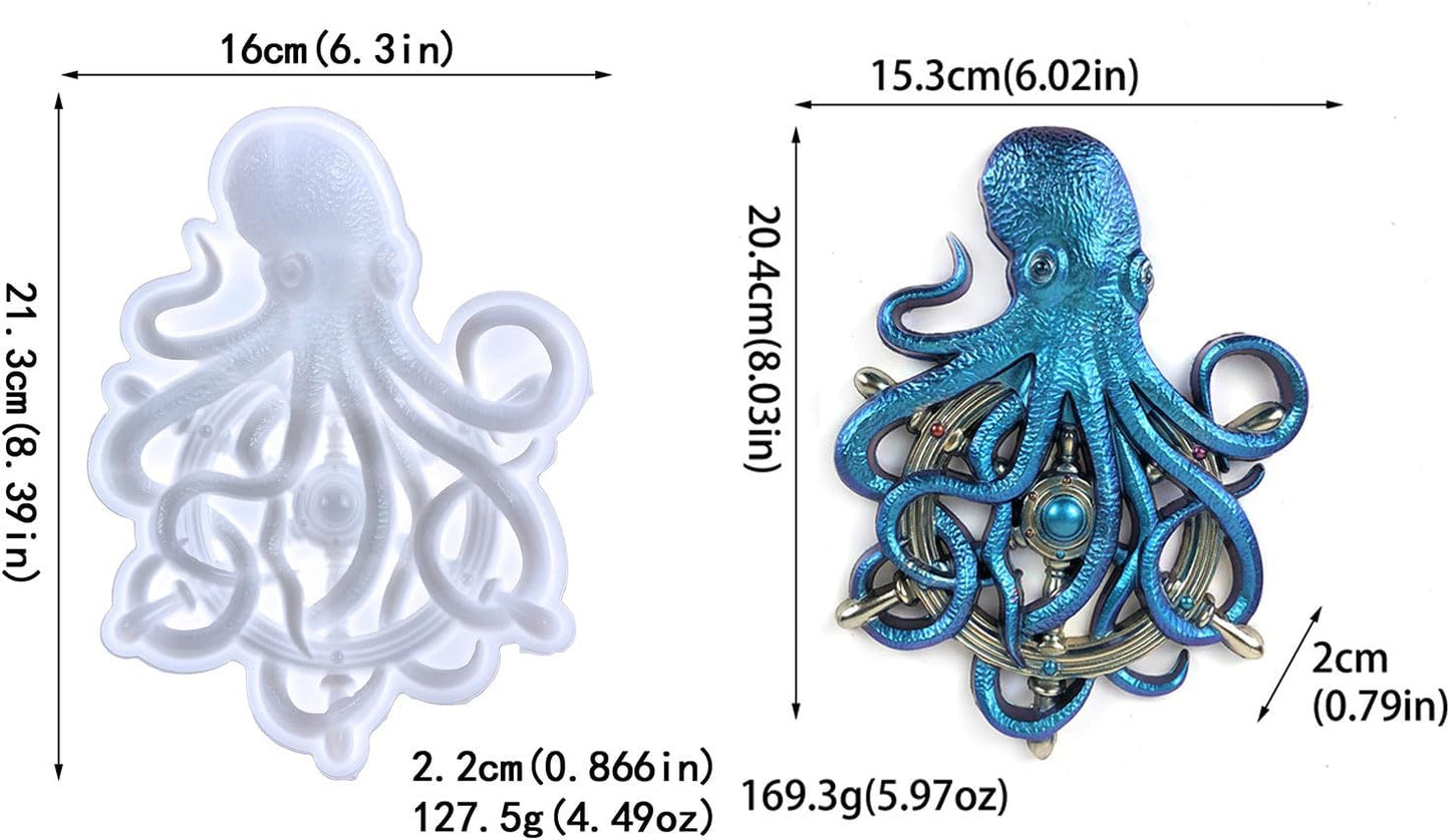 Octopus Resin Mold, Cute Silicone Octopus Epoxy Molds, 3D Large Animal Silicone Molds for Resin Casting, Wall Hanging, Desktop Ornament Home Decor (6), OSM-58