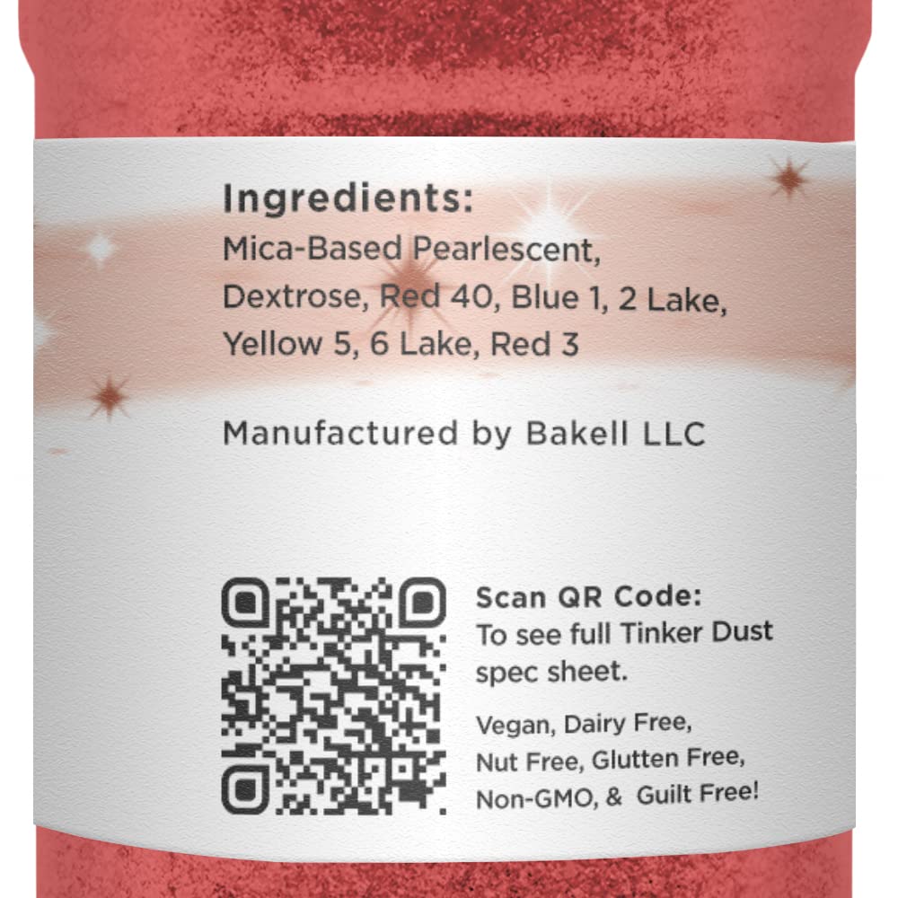 BAKELL Burgundy Red Edible Glitter, 45 Grams | TINKER DUST Edible Glitter | KOSHER Certified | 100% Edible Glitter | Cakes, Cupcakes, Cake Pops, Drinks, Dessert Vegan Glitter & Dusts (45g Shaker, Burgundy Red)