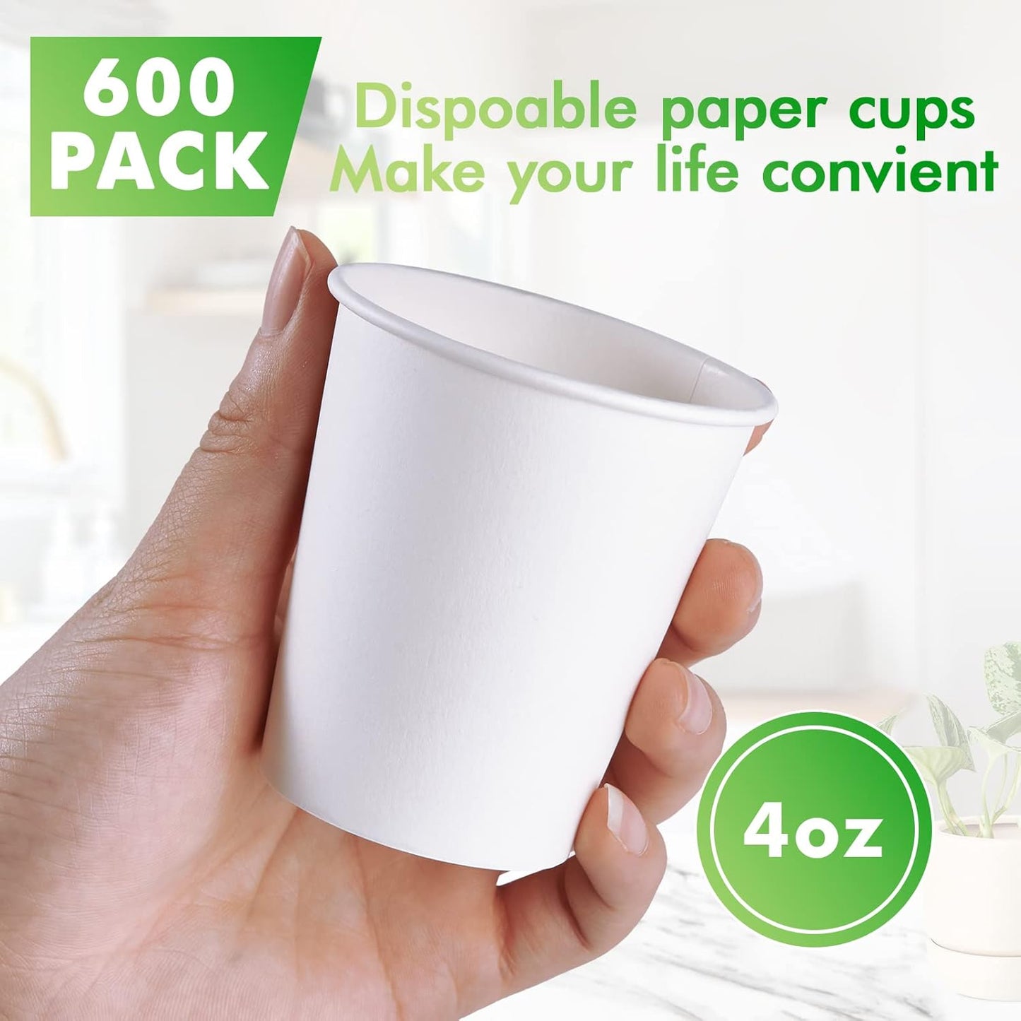 600 Count 4 oz Paper Cups, Disposable Bathroom Mouthwash White Espresso Cups for Home, School and Office