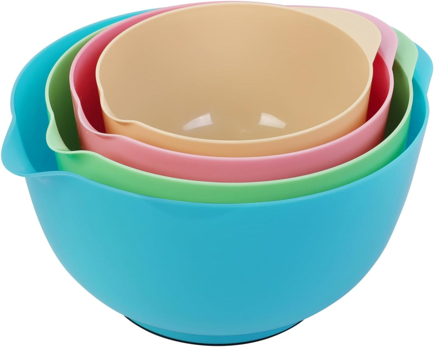 BoxedHome Classic Mixing Bowl Set, BPA Free Plastic, Microwave and Dishwasher Safe, 4.5 quarts (Pink/Cyan)