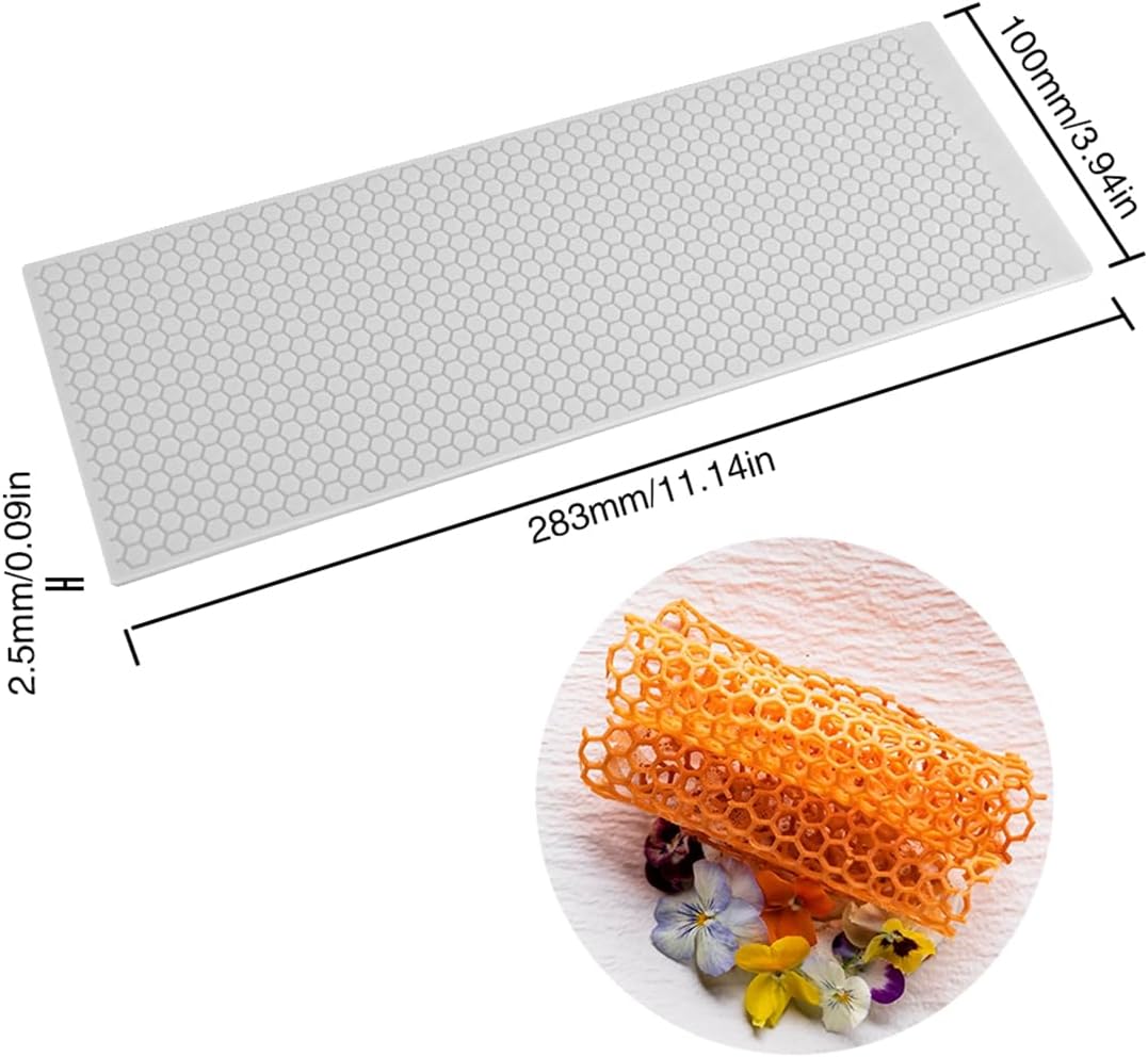 mostsom 3D Hollow Out Lace Mold Honey Shape Cake Mold Decorative Lace Mat Sugar Craft Silicone Pad Honeycomb Fondant Moulds Decorating Tools Baking (B_ Honeycomb)