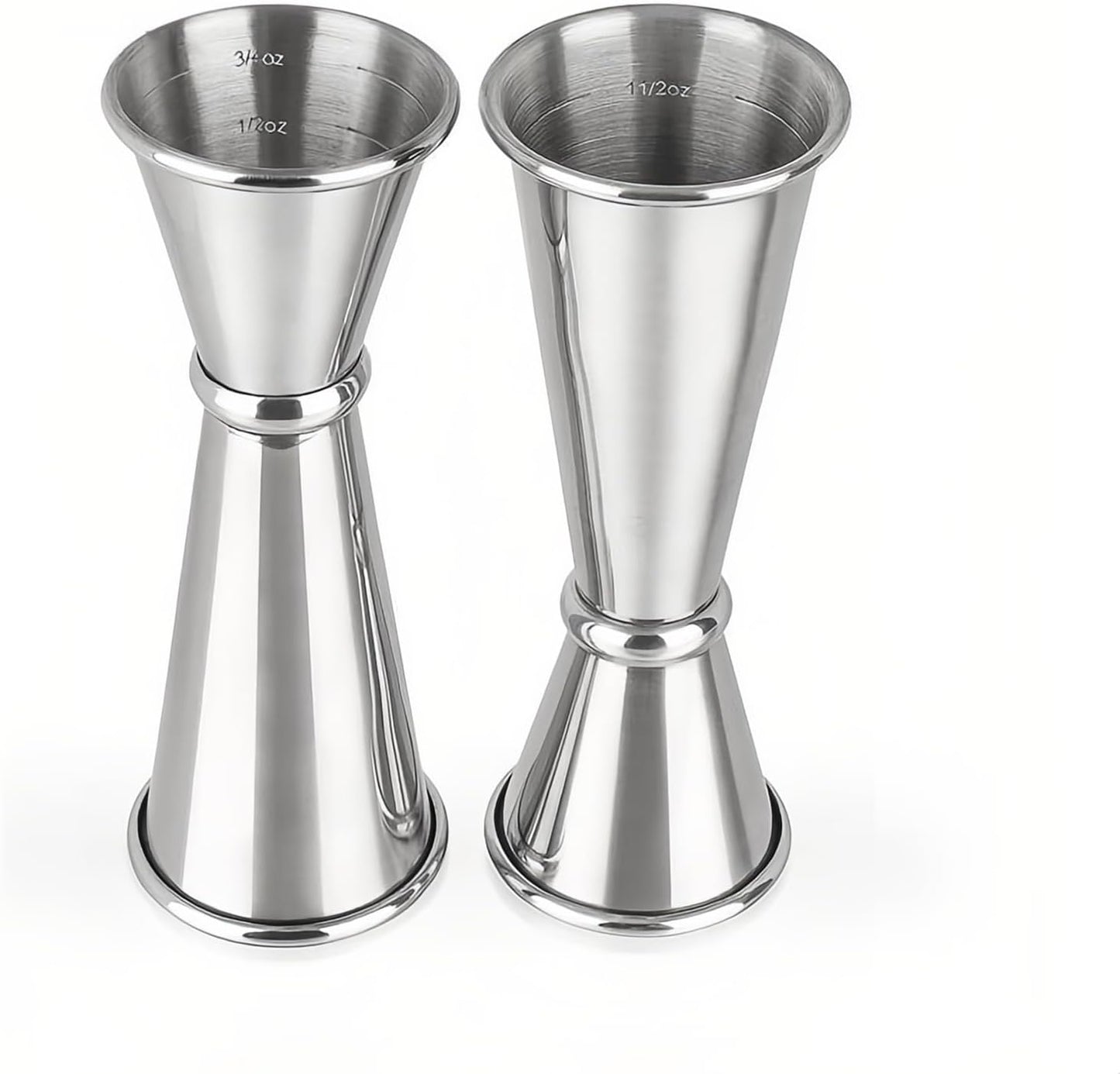 2-Piece Dual-Sided Bartending Jigger Set - 1oz & 2oz Measured Markings, 304 Stainless Steel, Food-Grade Cocktail Measuring Tool for Professional & Home Bars