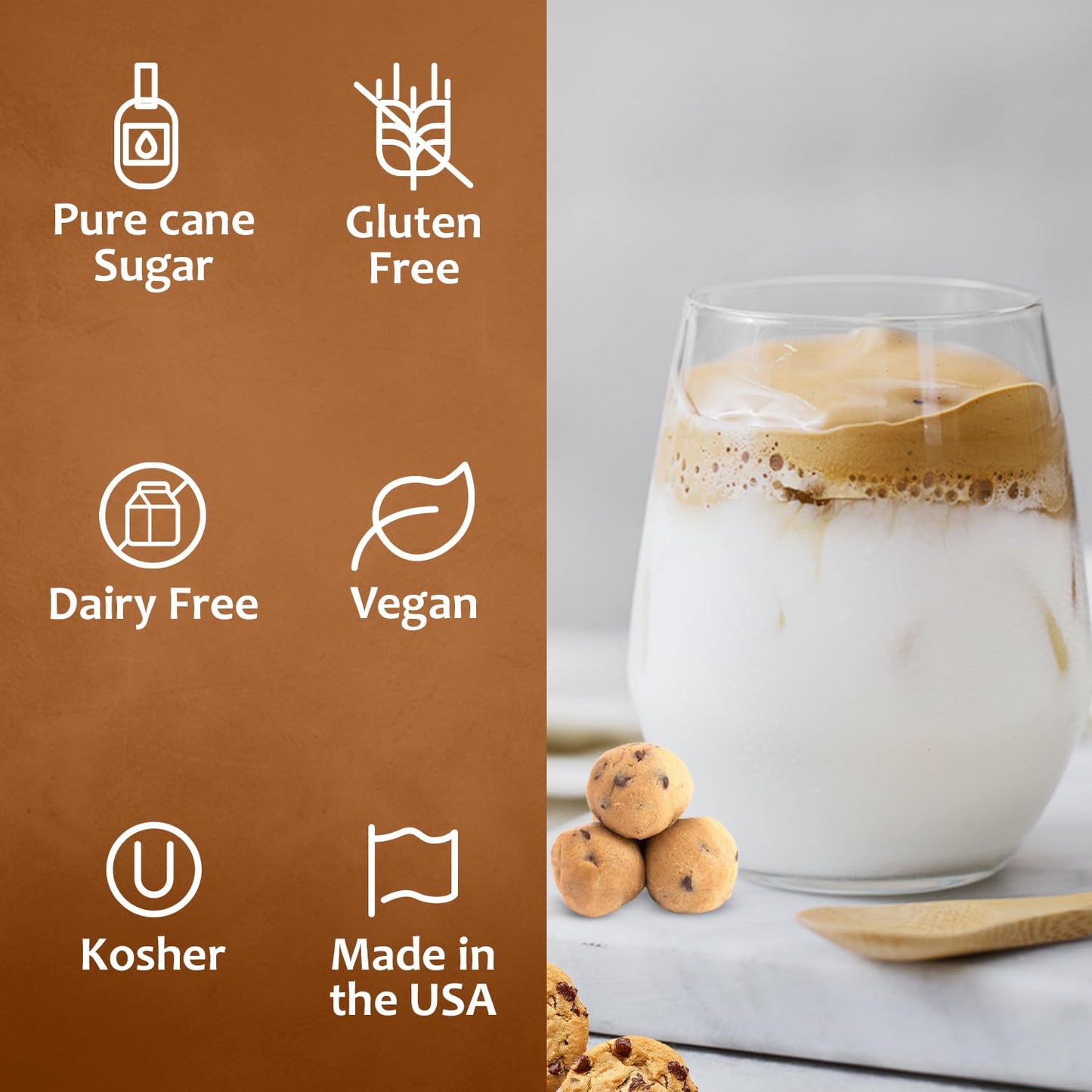 Syruvia Chocolate Chip Cookie Dough & S’mores Coffee Syrup - 25.4 fl oz Premium Coffee Flavoring Syrup. Kosher and Gluten-Free. Perfect for Drinks, Sodas, Shakes, Desserts, & More.