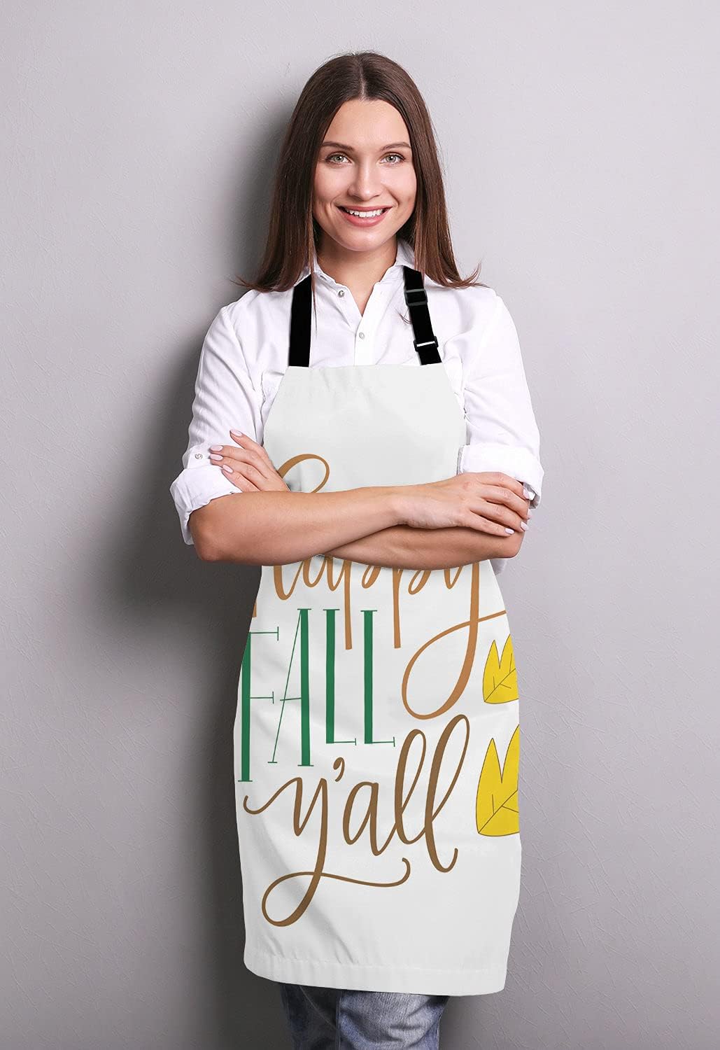 Happy Fall Y'all Kitchen Cooking BBQ Chef Apron,Funny Apron for Men, Women - Dad Presents, Presents for Men - Birthday, Mothers Day Presents for Mom, Wife, Husband, Brother, Friends