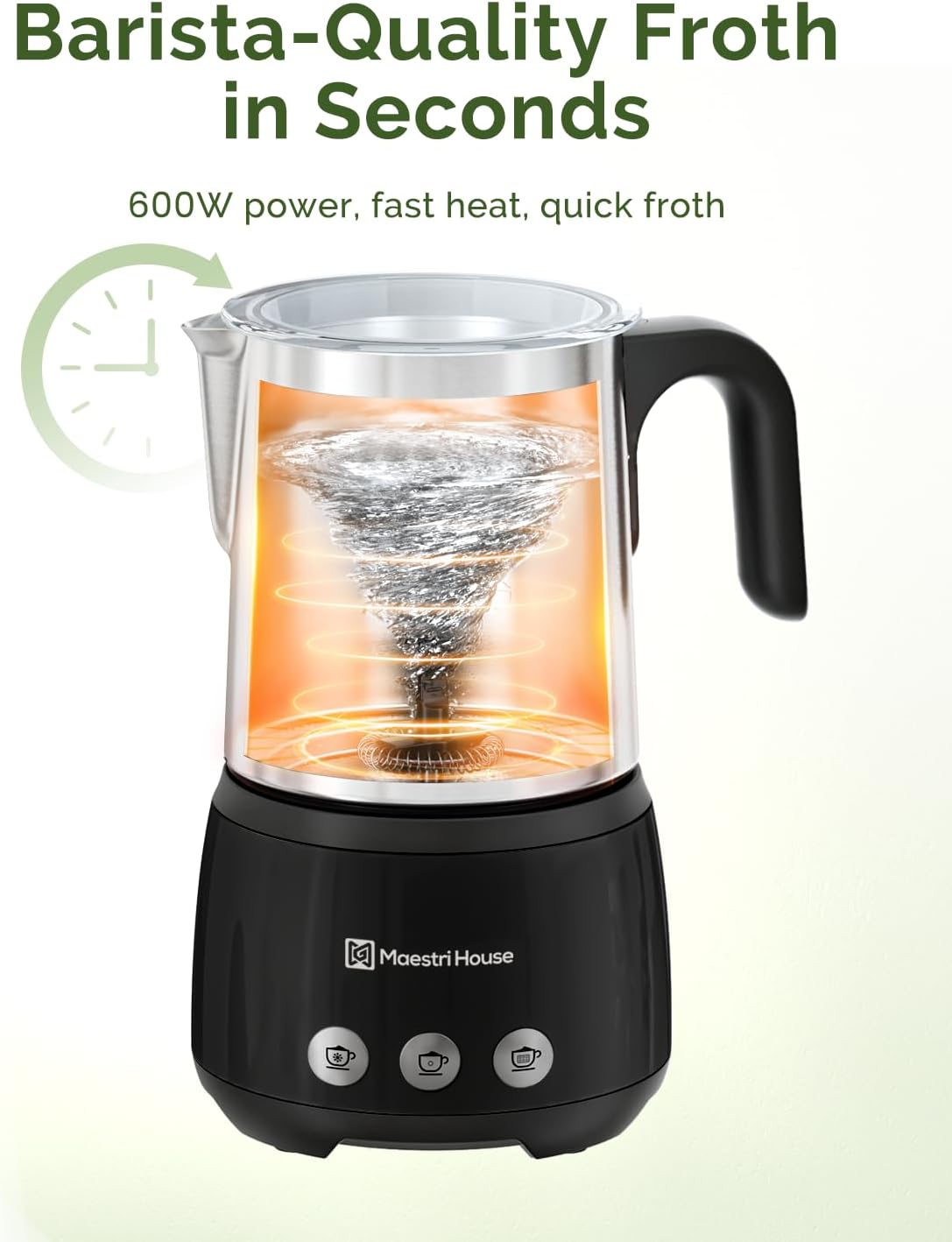 Maestri House Milk Frother, 4-in-1 Electric Milk Steamer and Frother, 16.9OZ 600W Smart Touch Control Hot and Cold Foam Maker, Memory Function for Latte, Cappuccinos, Warm Milk, Hot Chocolate Milk