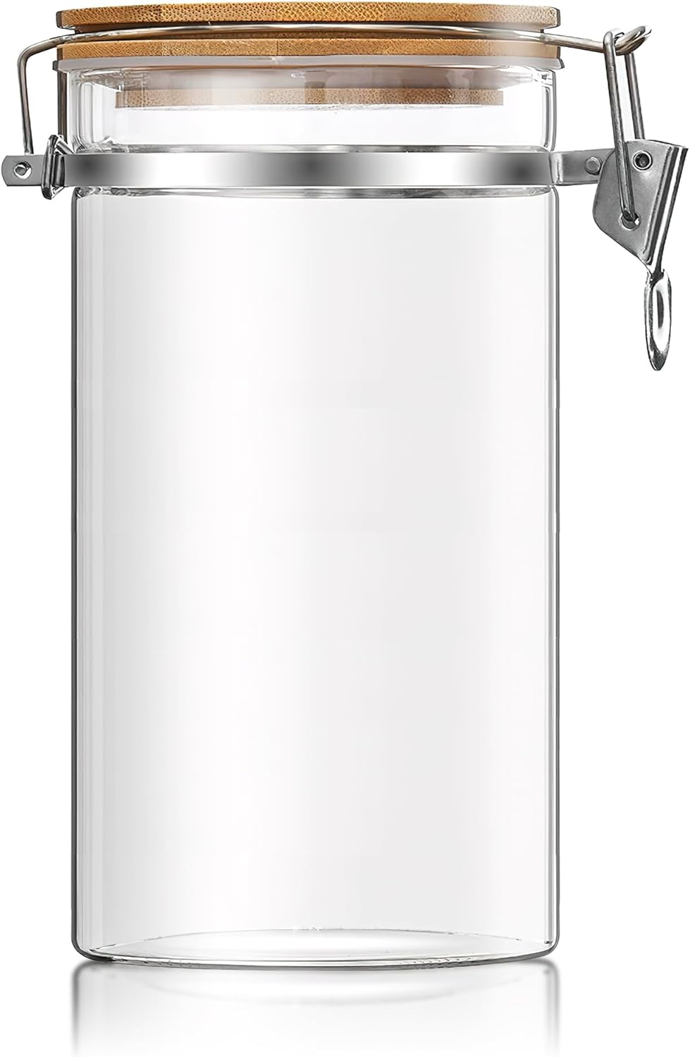 47 oz/1350ml Clear Glass Storage Canister with Airtight Bamboo Lid, Large Decorative Container Jar for Coffee Spice Candy Salt Tea Cookie Condiment Pepper Sugar Overnight Oatmeal Snacks