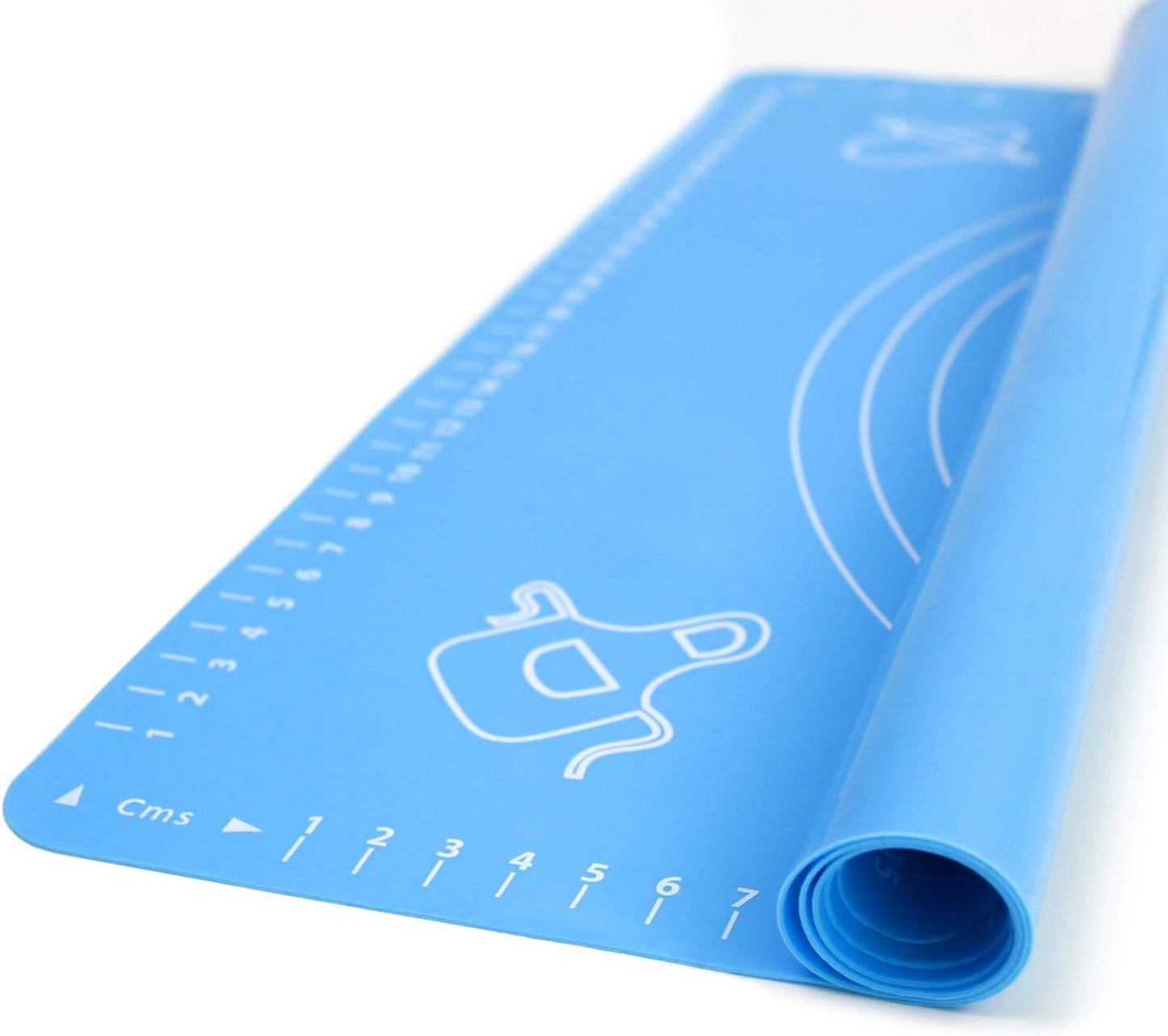 Silicone Baking Mat for Rolling Pastry Dough with Measurements, 25.6" x 17.7" BPA Free Non stick and Non Slip Blue Table Sheet Baking Supplies for Bake Pizza Cake