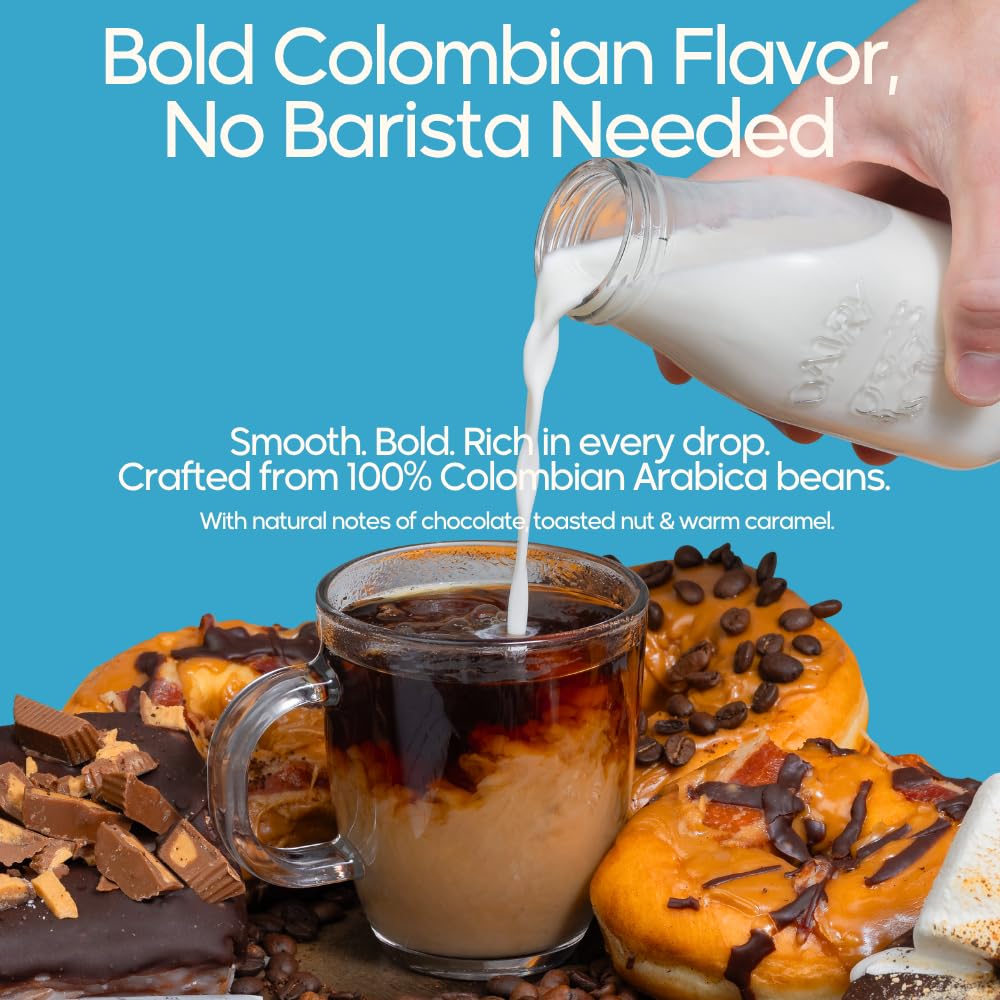 100% Colombian Dark Roast Ground Coffee in Filter Packs | Low Acid Mold Free Premeasured Pouches | Sampler Packets | Gourmet Powder Bags for 10–12 Cup Drip Maker | Highest Rated Individual Coffee