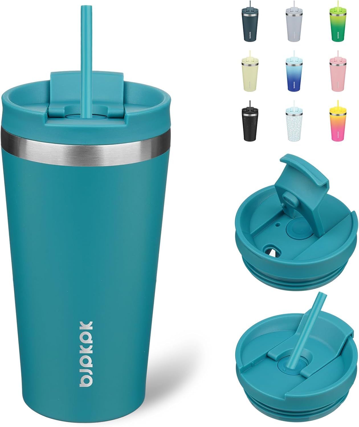 BJPKPK 18oz Tumbler With lid And Straw Stainless Steel Travel Coffee Mug Insulated Tumblers Cups,Laguna