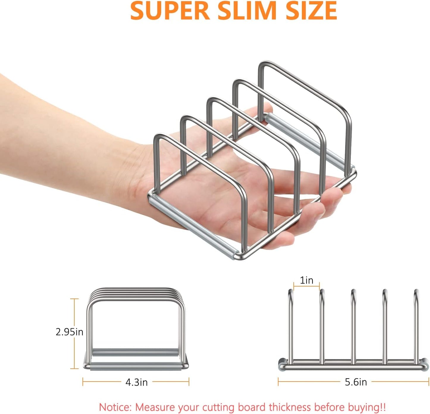 Cutting Board Organizer Stand Holder,304 Stainless Steel Chopping Board Holder,Pot Pan Lid Holder Rack kitchen Shelf Bakeware,Cookie Sheets Organizer (1.0 Inch Width Slots)