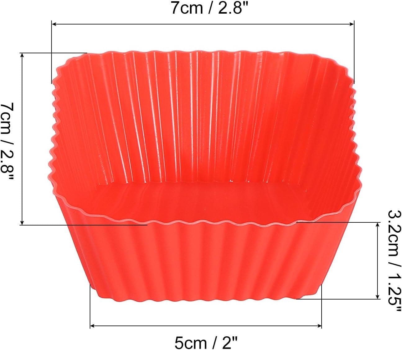 uxcell 18Pcs Silicone Cupcake Baking Cups, Silicone Muffins Liners Non-Stick Square Baking Cups, for Cooking Eggs Baking Muffins and Make a Cake(Red)