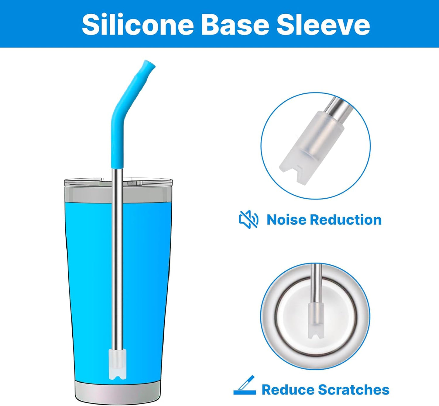 Metal Straws with Silicone Tip for 20 oz YETI Tumbler, 4 Pcs Reusable Stainless Steel Straws for 20 oz Stanley Cup and 16 oz Glass Cups(Color 4)