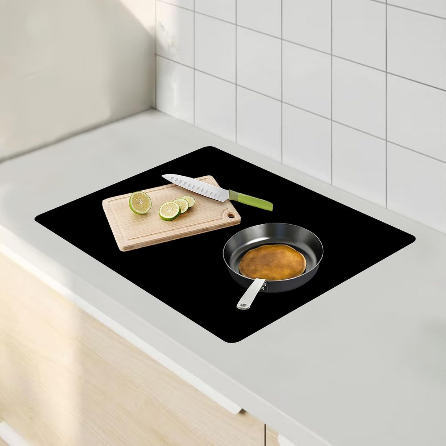 23.62"x15.74"(60cmx40cm) Countertop Protector Mat, Silicone Mats for Kitchen Counter, Cuttable Heat Resistant Mats for Counter, Waterproof Silicone Kitchen Island Protector Mat(2Pack, Black)