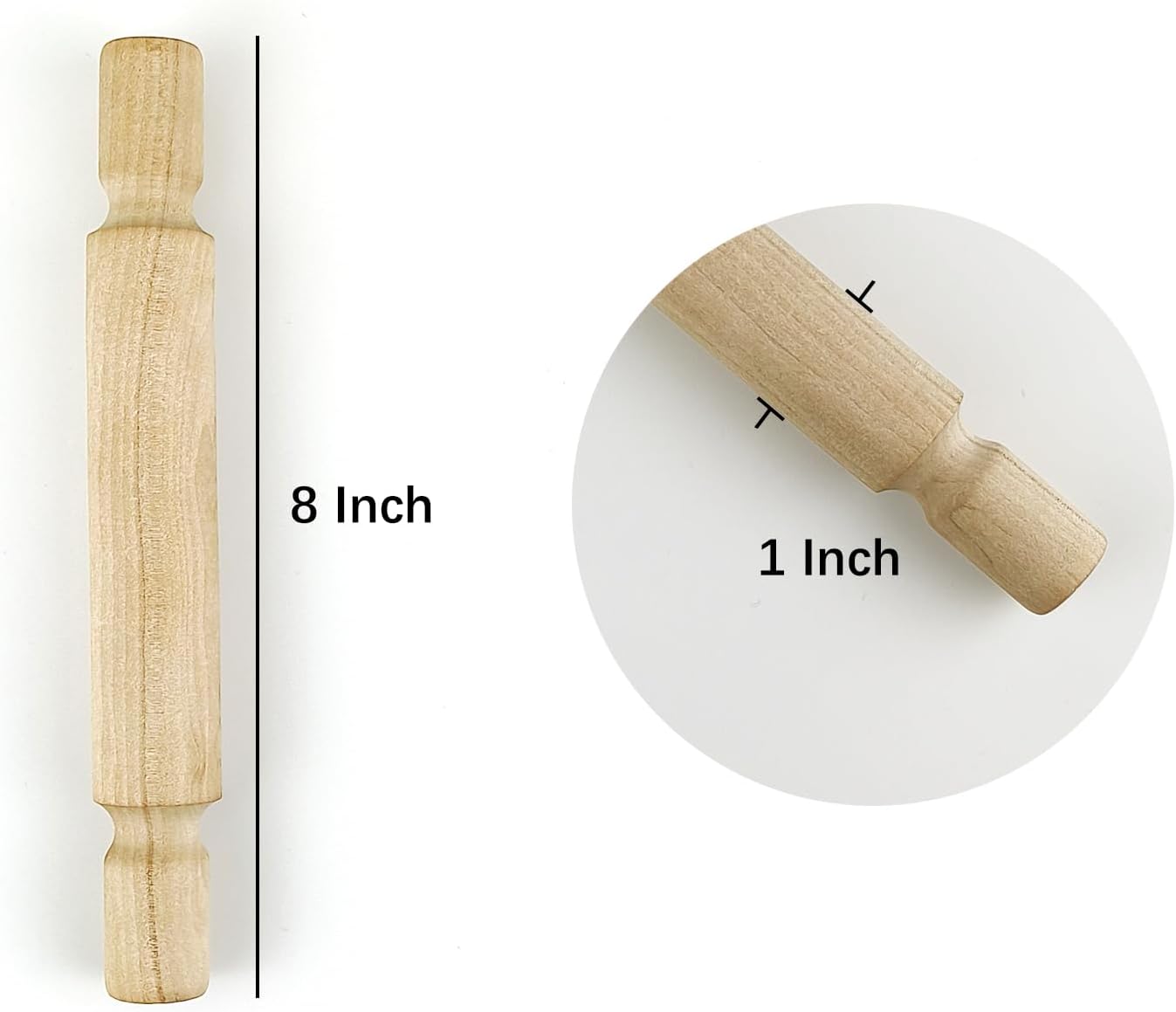 3 pcs 8 Inch Wood Rolling Pin, Great for Children's Play, Arts and Crafts