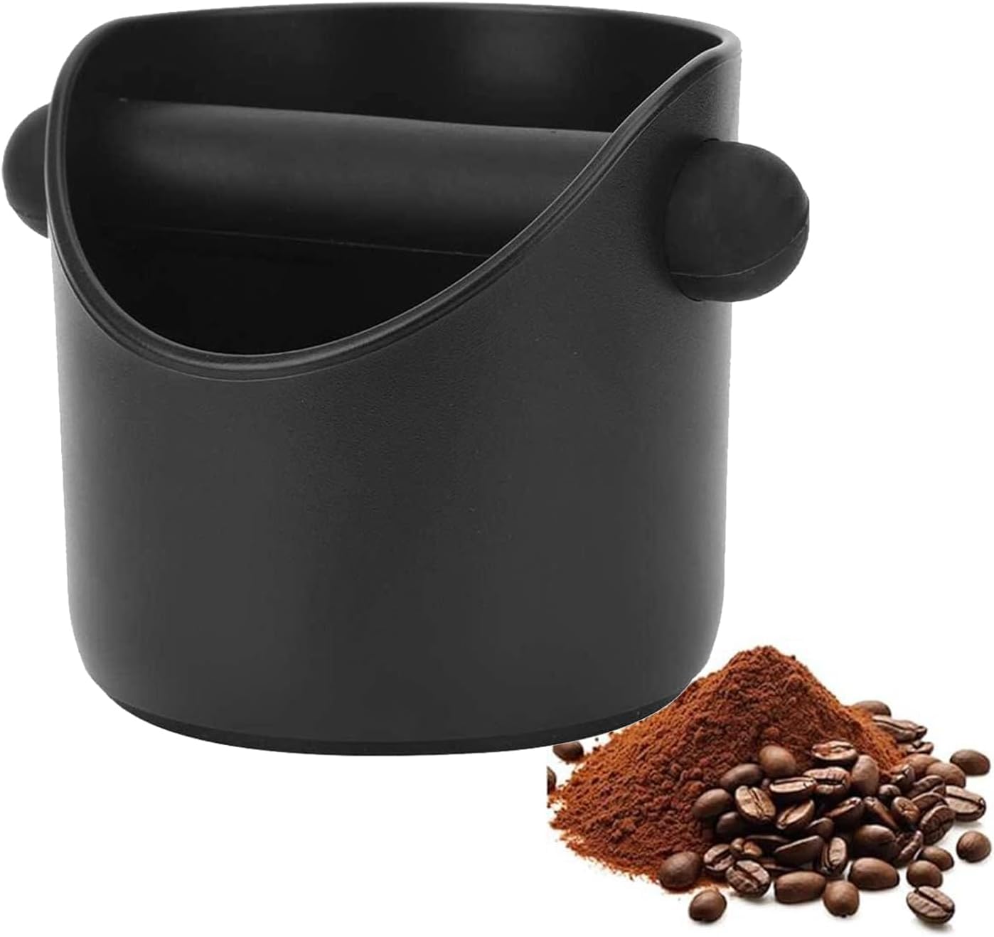 Coffee Knock Box Shock-Absorbent Durable Barista Style Knock Box With Removable Knock Bar and Non-Slip Base Gift (4.6 x 4.3 Inch-Black)