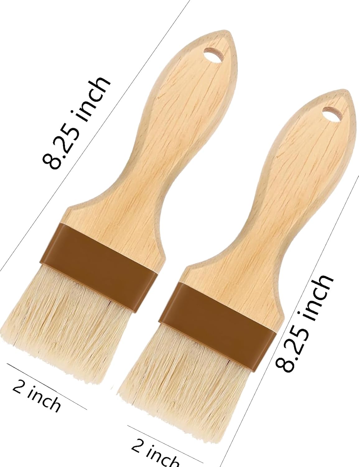 Pastry Brush,Basting Brush for Cooking,2 inch Natural Boar Bristle Baking Brush,Not Shed Cooking Brush for Oil and Sauce,Butter Brush,Food Brushes,Baster,Egg Wash Brush Kitchen Gadgets Baster(2 Pack)