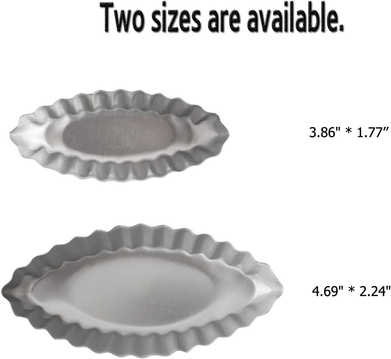 10PCS Egg Tart Pan Boat Shape, Aluminum Small Fluted Oval Tart Mold, Boat Molder for Baking Wavy Tartlet, Fruit Tats, Quiches - Silver