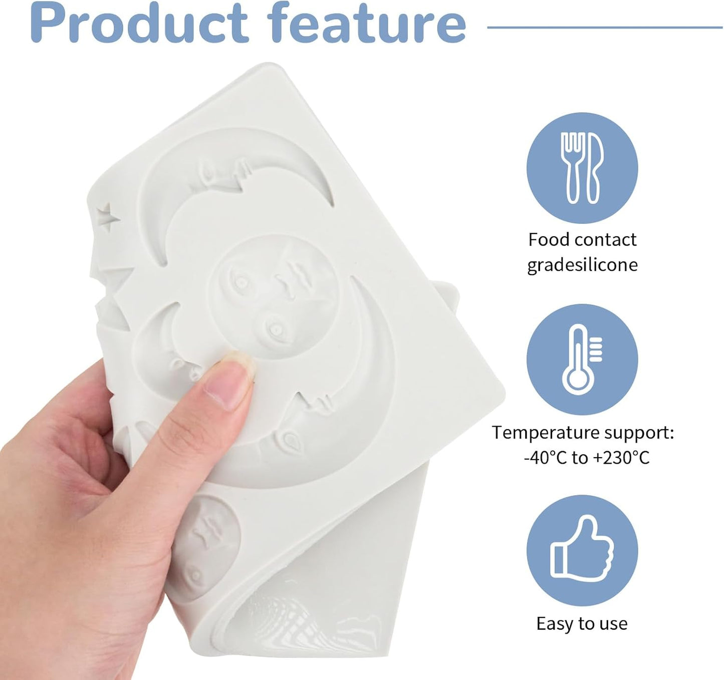 1 Pcs Star,Moon and Sun Silicone Mold for Chocolate, Fondant, Cake Decor and Epoxy DIY