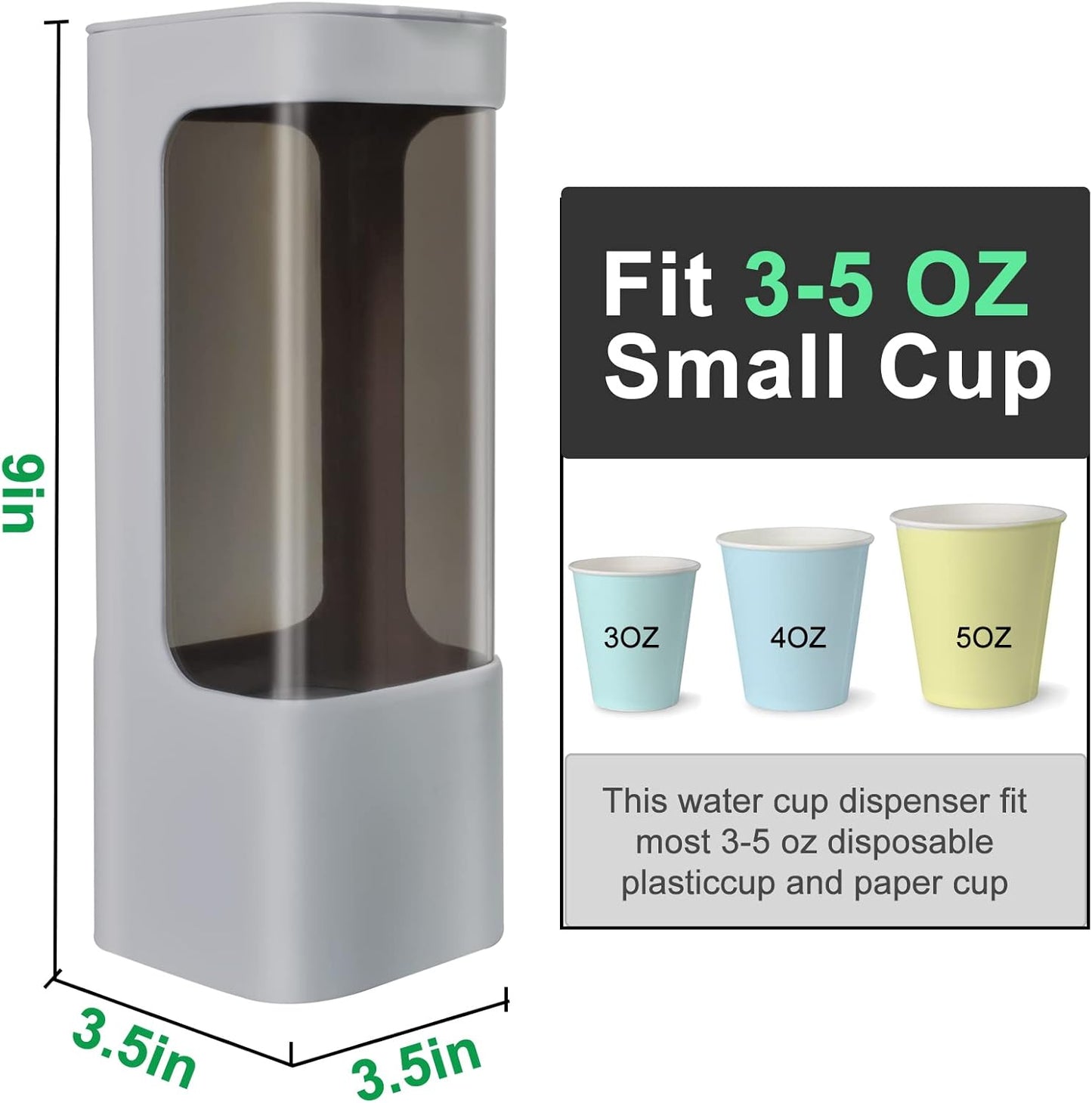 Cup Dispenser, Wall Mounted Water Cooler Cup Dispenser for 3oz-5oz Disposable Cups, Bathroom Cup Holder, Plastic Paper Cup Holder with Adhesive/Screw Mount for Office, Hospital, Bathroom