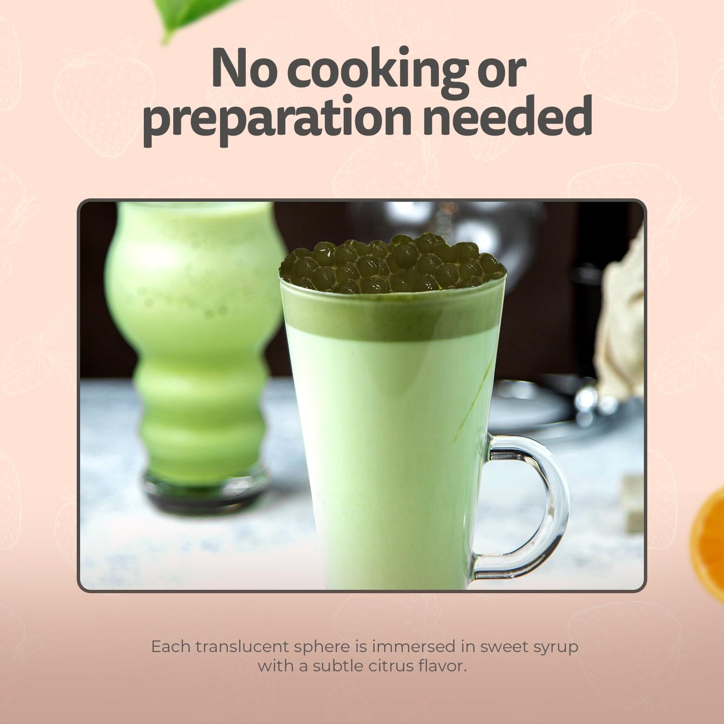 Fanale Matcha Agar Agar Boba, Matcha Jelly Ball, Ready to Serve, Soft Chew Texture, Instant Boba Pearls for Bubble Tea, Frozen Yogurt, Shaved Ice & Dessert’s Topping (4.4 lbs/bag, 6 bags/case)