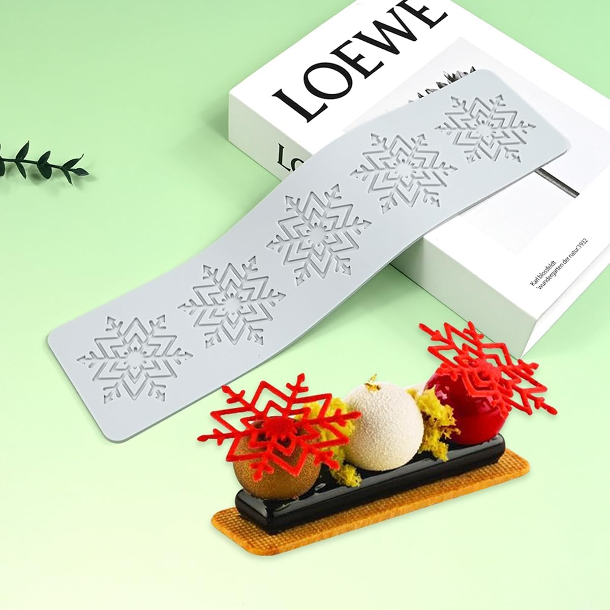mostsom Silicone Mold 3D Hollow Out Lace Mold 3D Cake Christmas Snowflakes Silicone Mould Fondant Chocolate Stencil Border Bakeware Cake Decorating (M_ Snowflower)