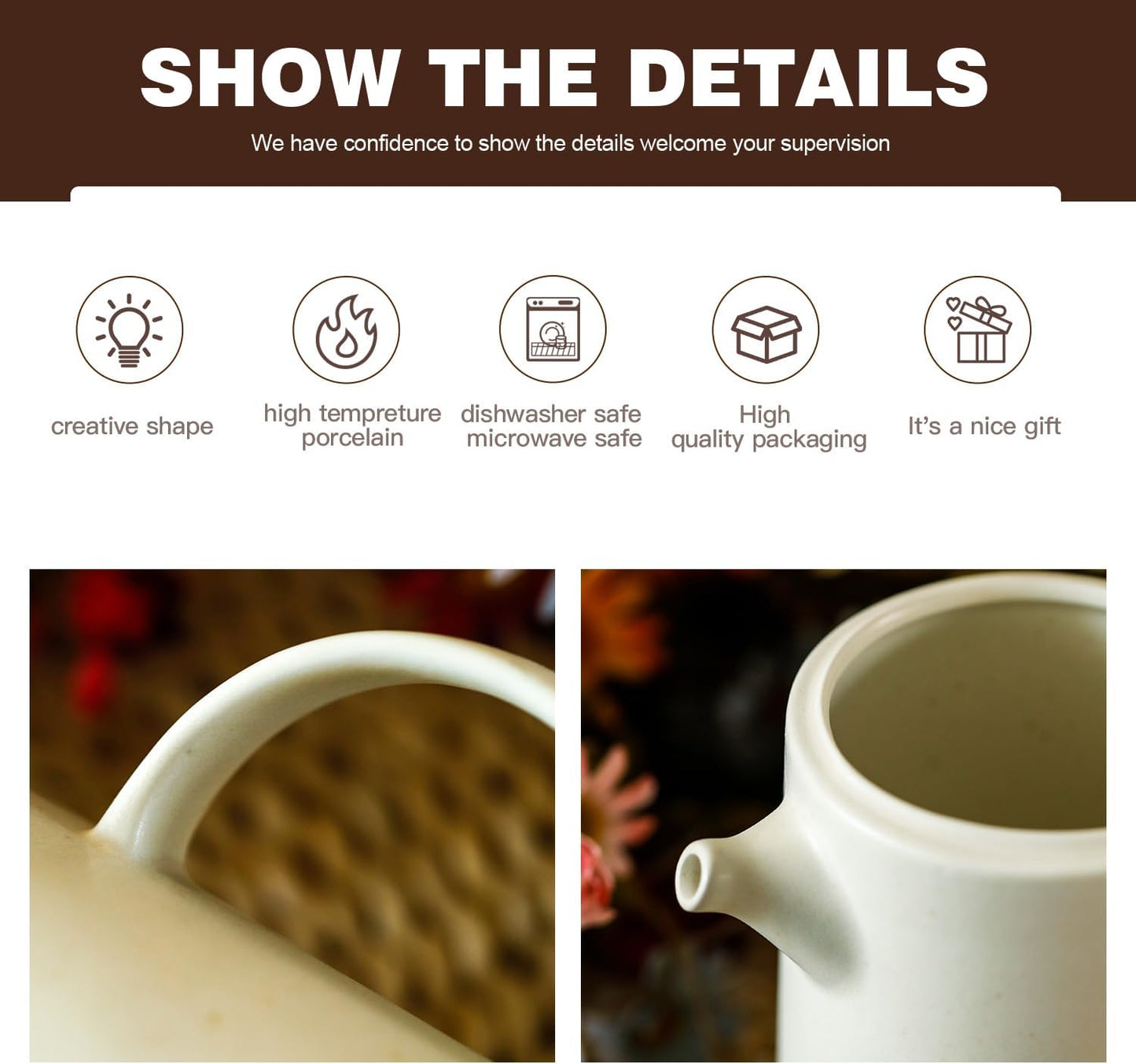 Pour Over Coffee Maker Set Vintage Ceramic Pour Over V60 Coffee Dripper Set with 20 Count Paper Coffee Filters,for Home Café Restaurant Camping,15.8 Ounces(White)