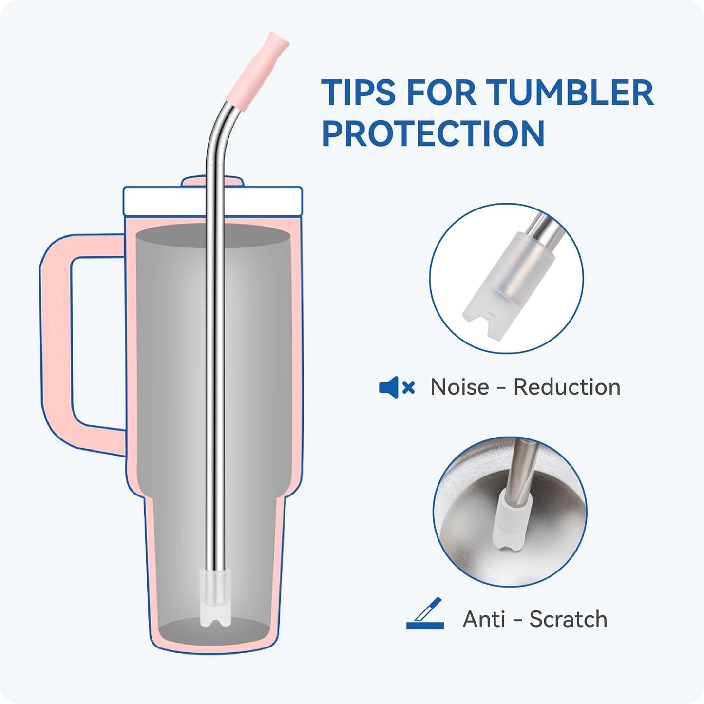 Reusable Stainless Steel Straws with Silicone Tip for Stanley 30oz, Metal Drinking Straws for 30oz Tumbler,3 Bent Tubes & 6 Tips& 1 Cleanr Brush (Goldenrod)