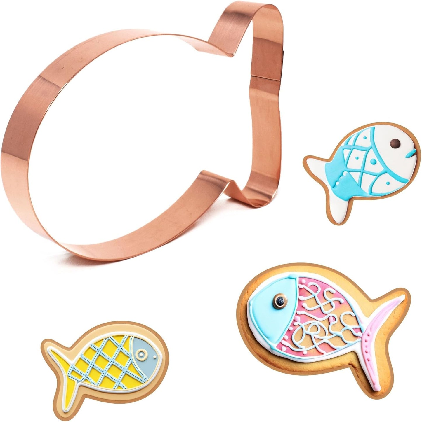 Goldfish Cookie Cutter 5.5 Inch Handmade Copper USA-Made by The Fussy Pup