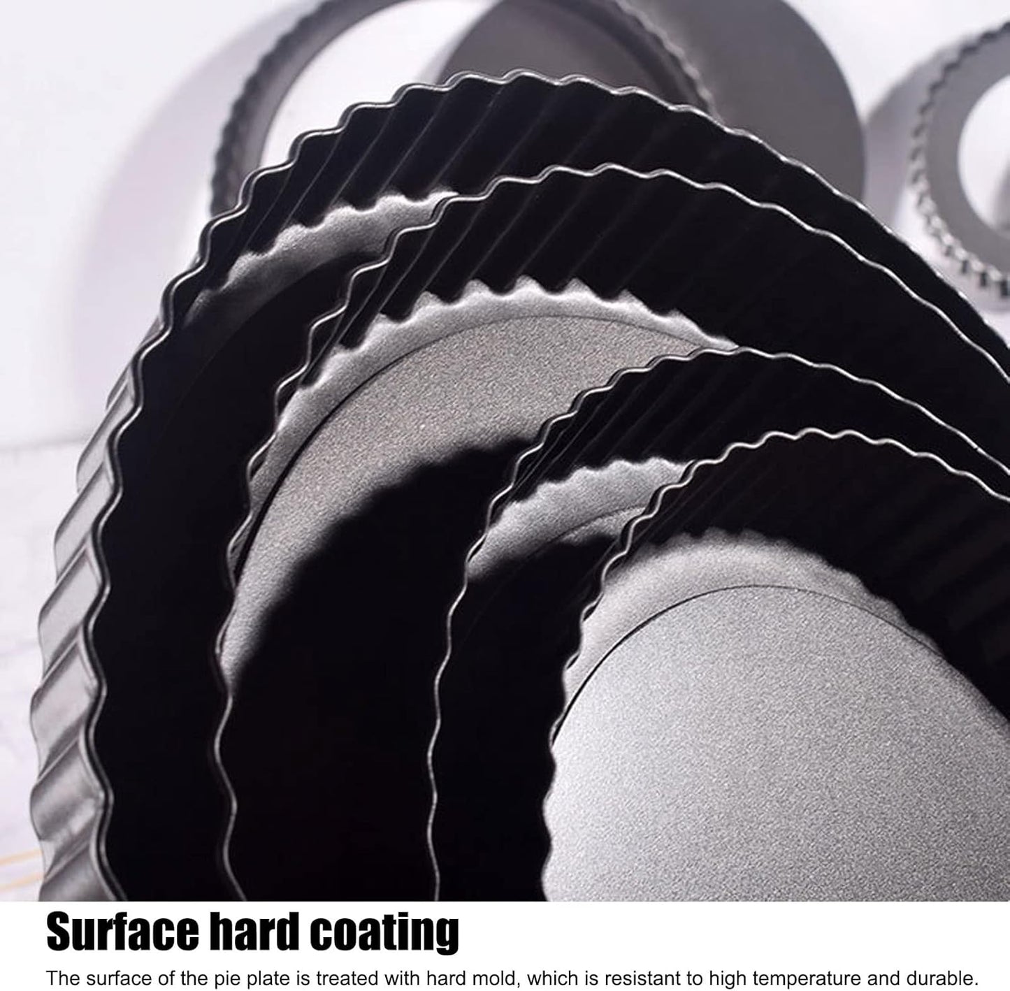 Fluted Tart Pan with Removable Bottom, Carbon Steel Round Tart Pan, Deep Baking Dish Pie Plate for Cakes Pies ([Thickened] 12-inch live bottom pie plate)