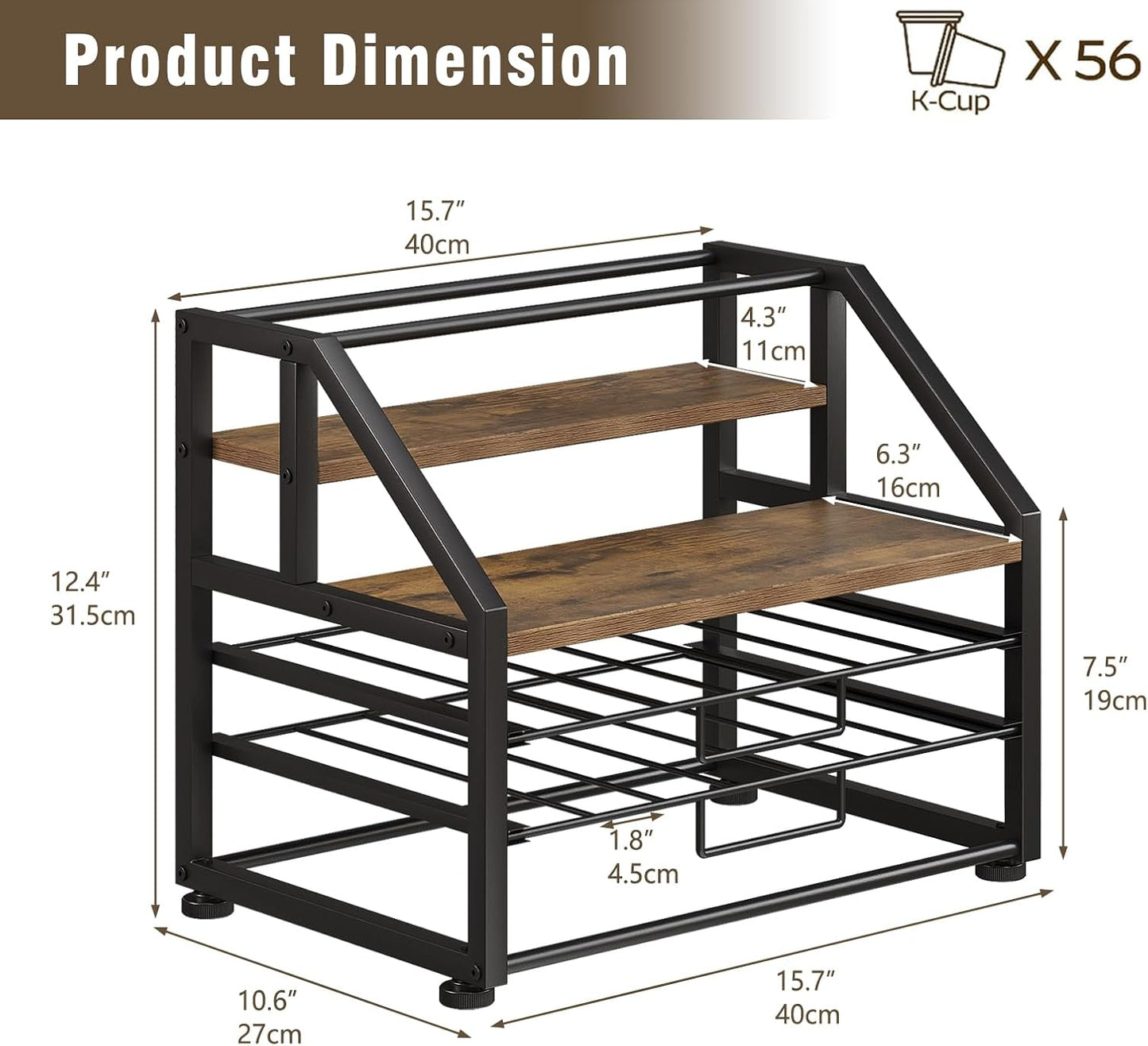 Coffee Pod Drawer Holder K-Cup Holder Drawer for 56 Coffee Pods Storage 4-Tier Coffee Pod Holder Organizer Coffee Station Organizer for Countertop Kitchen Office Coffee Bar Accessories